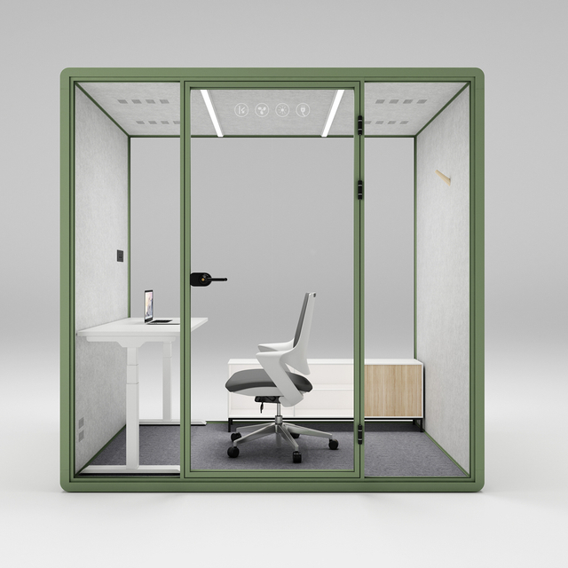 HongYe Office Pods in Gray Green for 5-Person Meetings