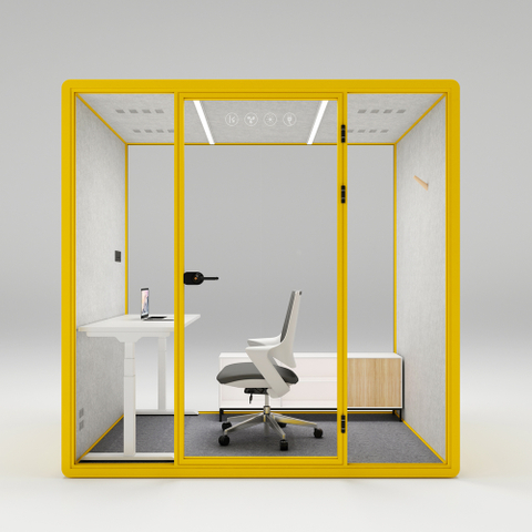 HongYe Office Pods in Light Yellow for 5-Person Meetings
