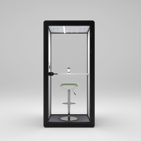 HongYe Black Office Phone Booth for Single Person Privacy Space