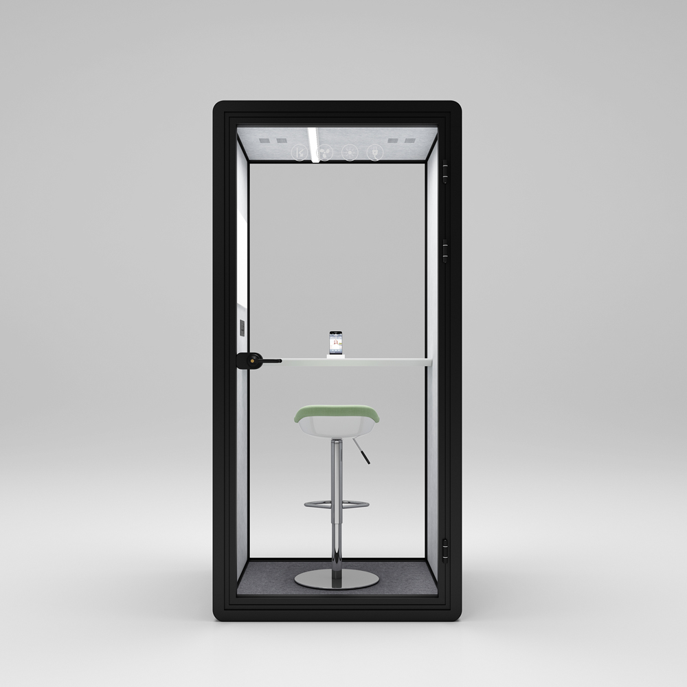 HongYe Black Office Phone Booth for Single Person Privacy Space