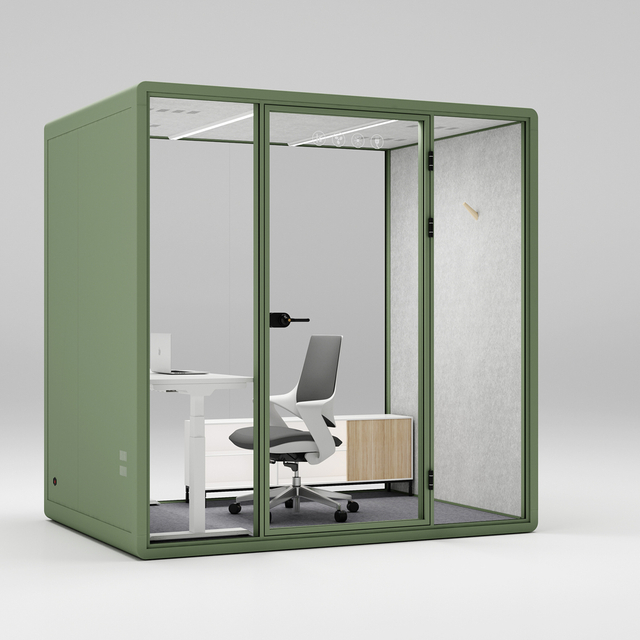 HongYe Office Pods in Gray Green for 5-Person Meetings