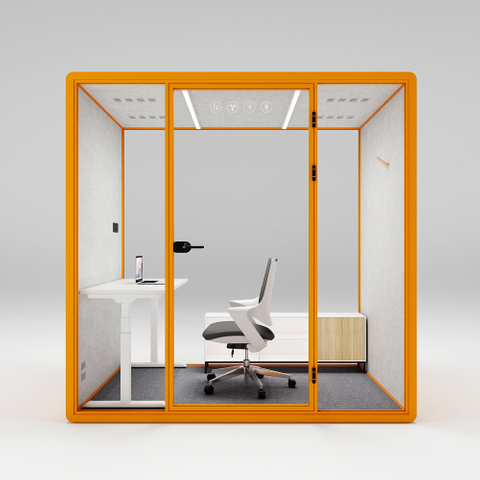 HongYe Office Pods in Orange for 5-Person Meetings