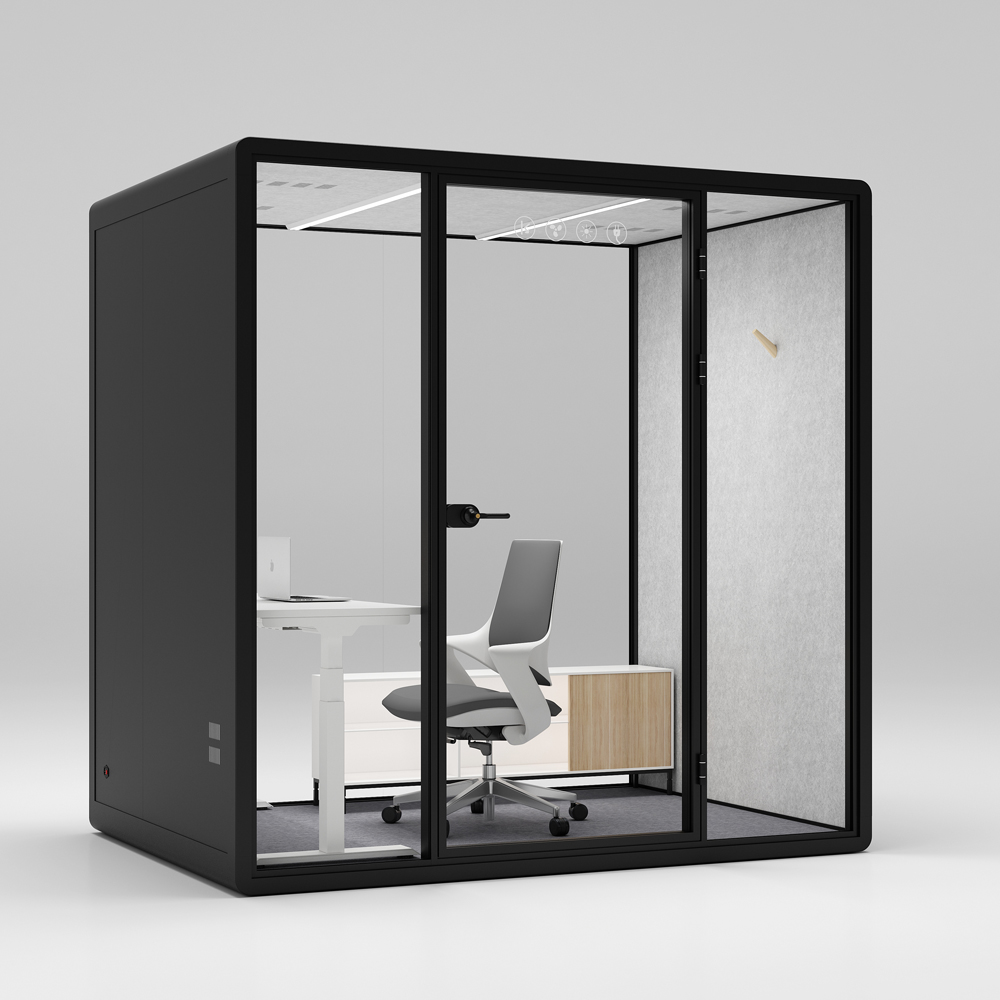 HongYe Office Pods in Black for 5-Person Meetings