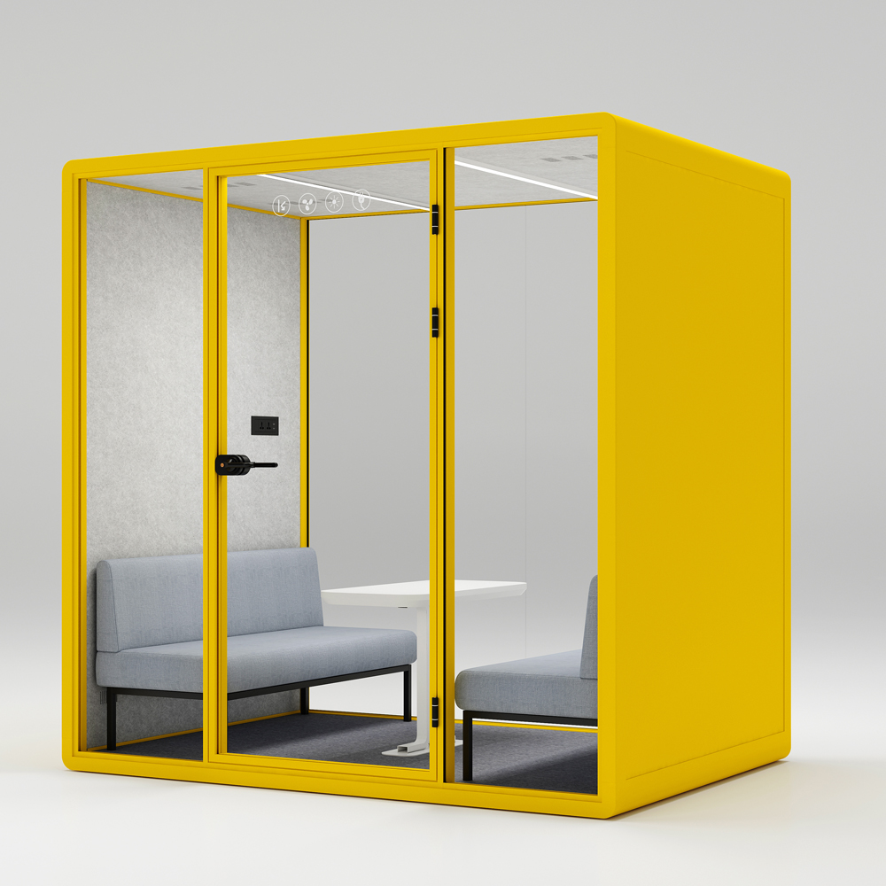 HongYe Office Pods in Light Yellow for 5-Person Meetings