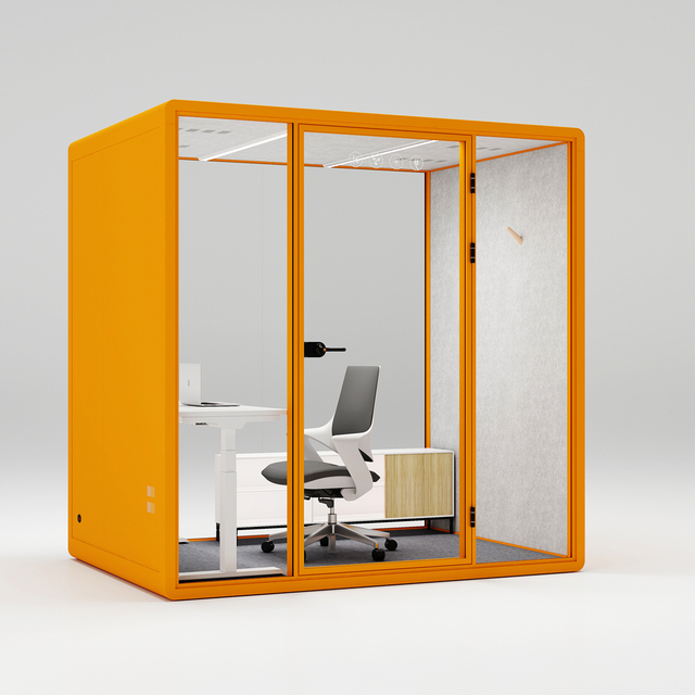 HongYe Office Pods in Orange for 5-Person Meetings