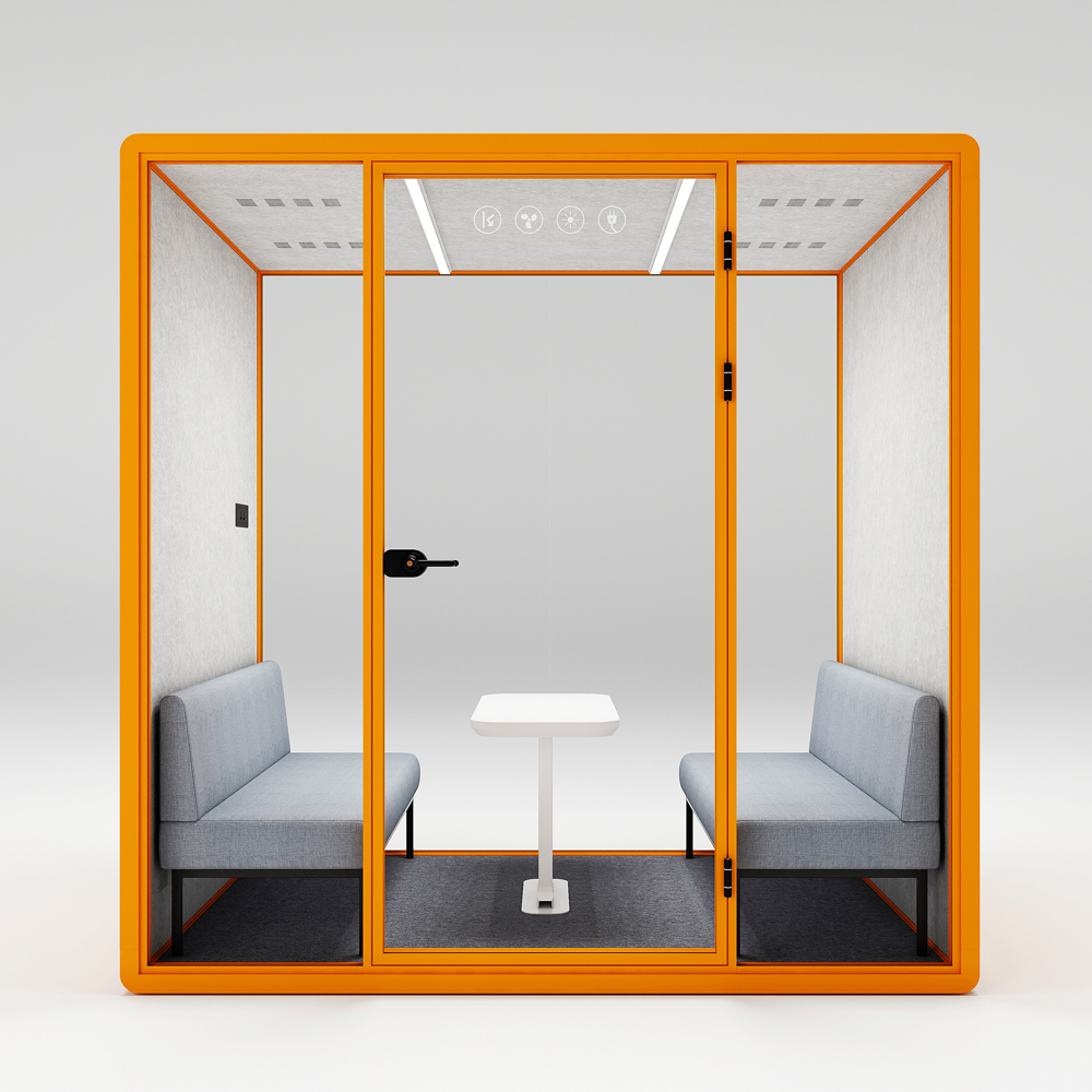 HongYe Office Pods in Orange for 5-Person Meetings