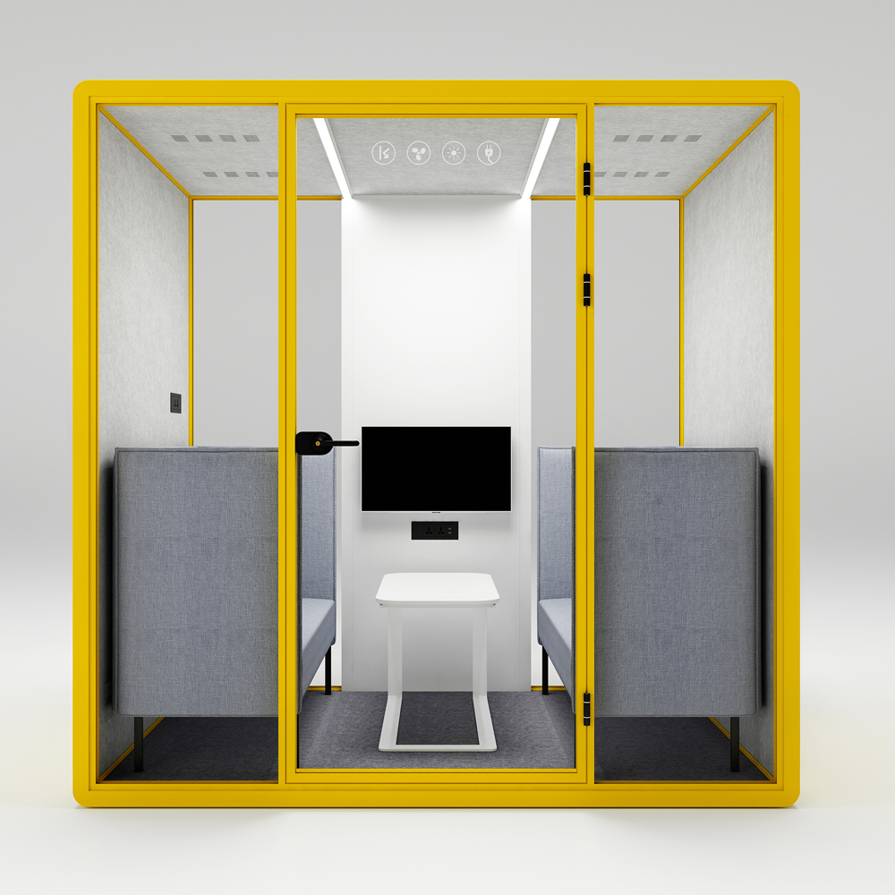 HongYe Office Pods in Light Yellow for 5-Person Meetings