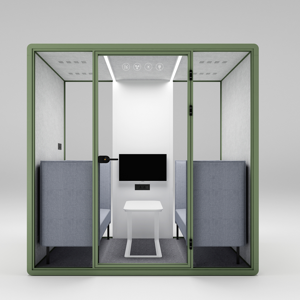 HongYe Office Pods in Gray Green for 5-Person Meetings