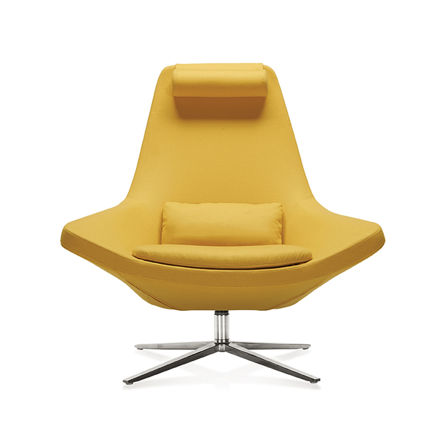 Executive Office Chair High-Back Swivel Yellow Leather Chair