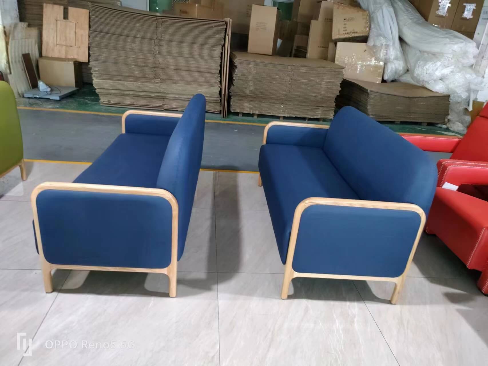 blue waiting area sofa
