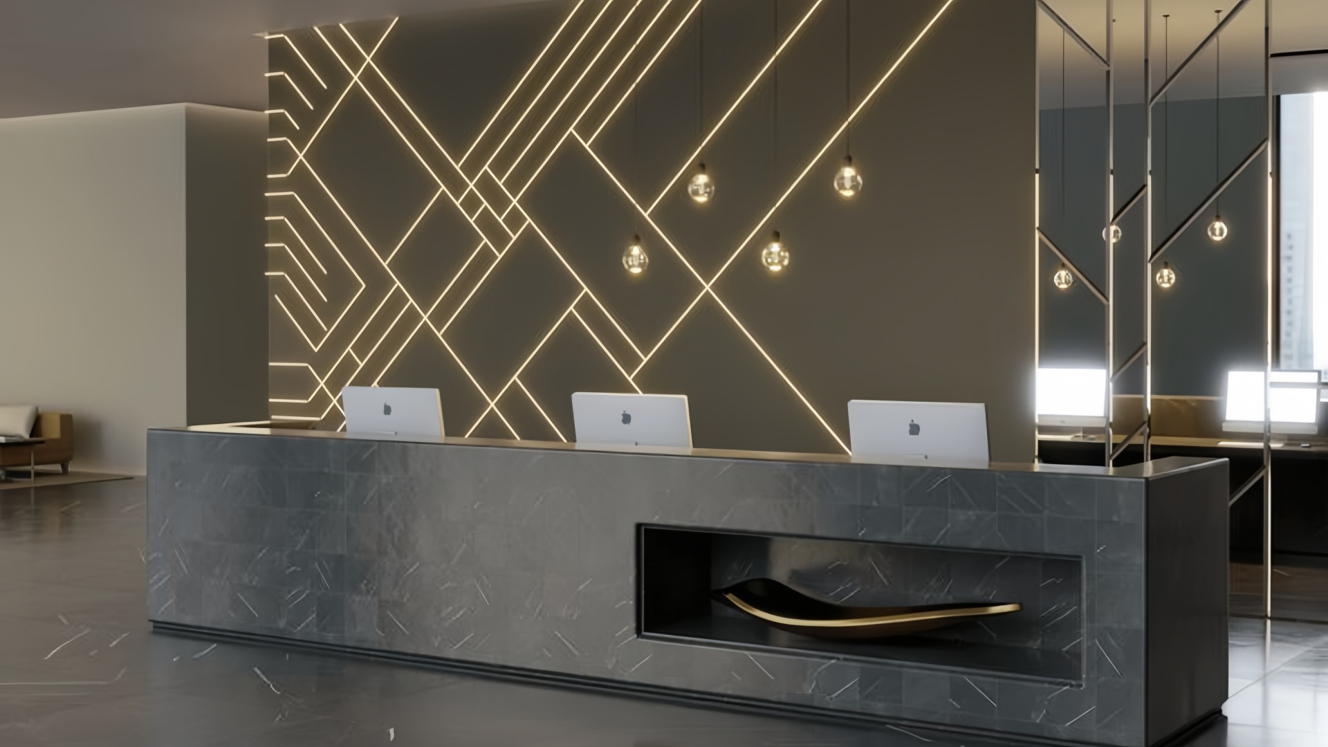 modern front desk in office