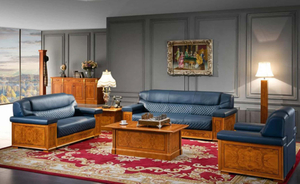 Reception Lounge Elegant Royal Classic Luxury Leather Sofa Set