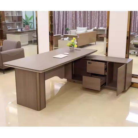 Modern L Shape Director Ceo Boss Manger Table Set Executive Office Desk