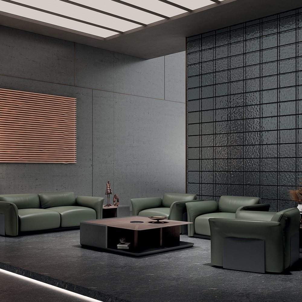 JUEDU MADDISON Three Seats Sofa | Standard Cushion | Darkgreen Leather