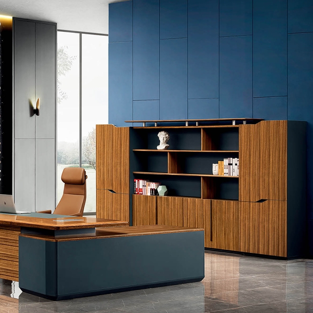 Modern Executive Office Bookshelf with Doors