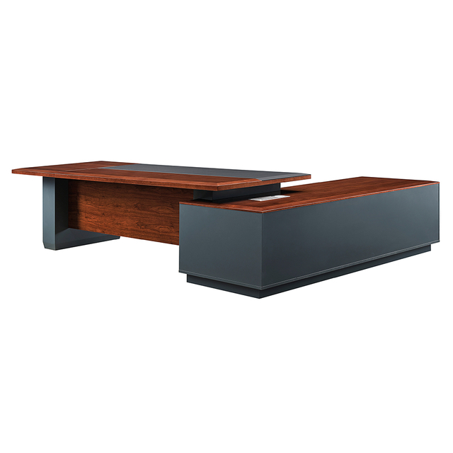Modern L-shaped Executive Desk with Drawers 