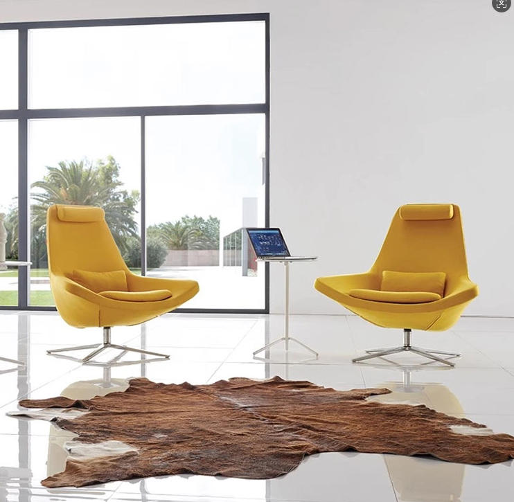 Executive Office Chair High-Back Swivel Yellow Leather Chair