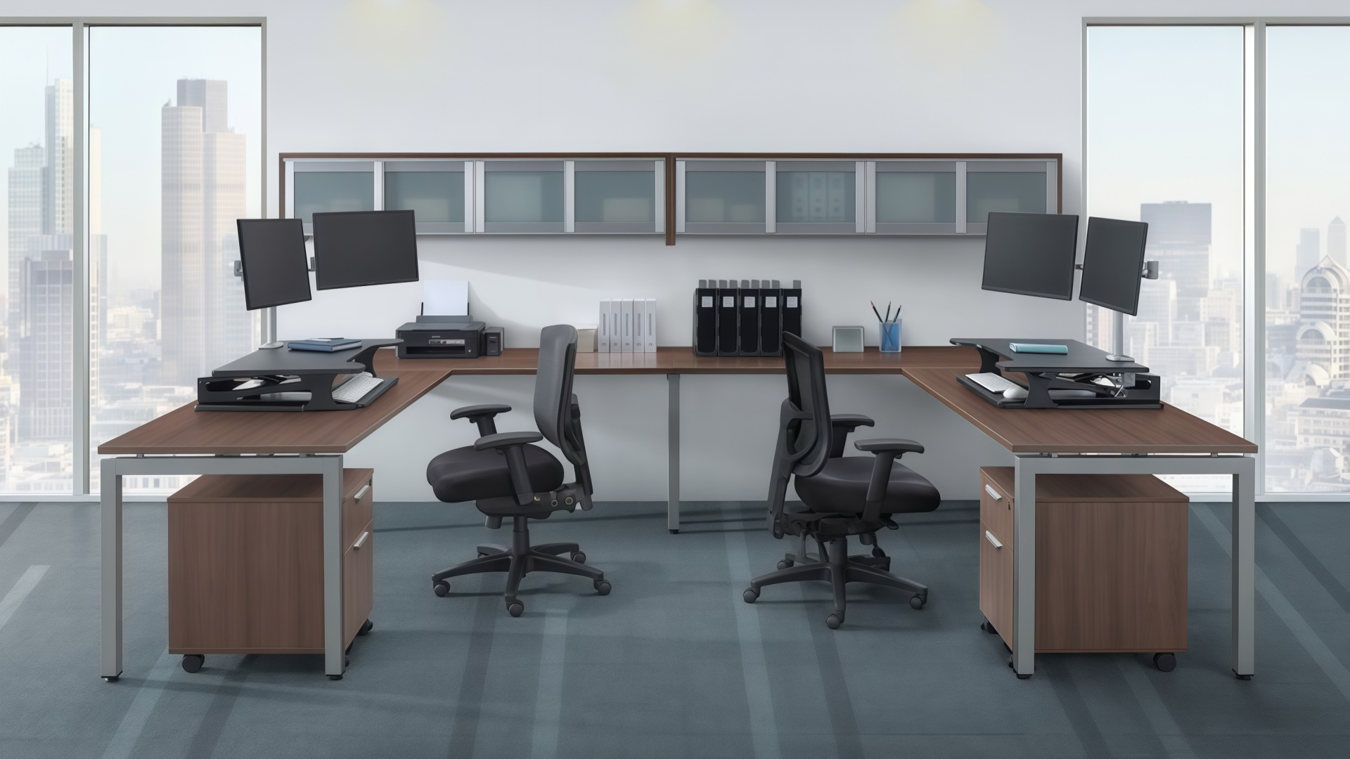 3 person workstation U-shaped layout