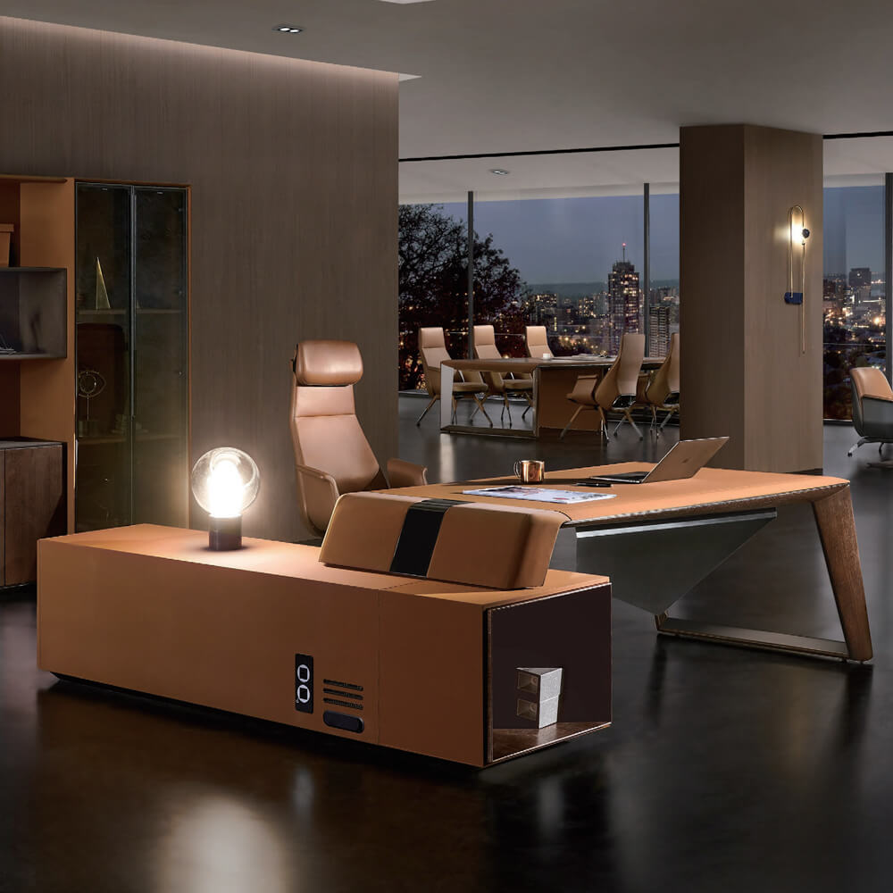 Luxury Modern Leather Top Executive Office Desk