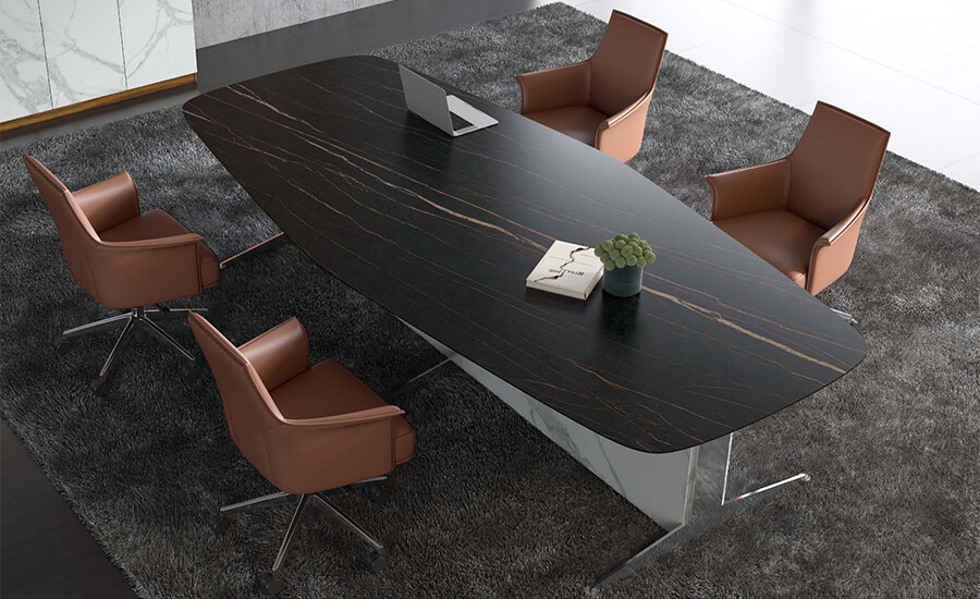 Sintered stone conference table and chairs