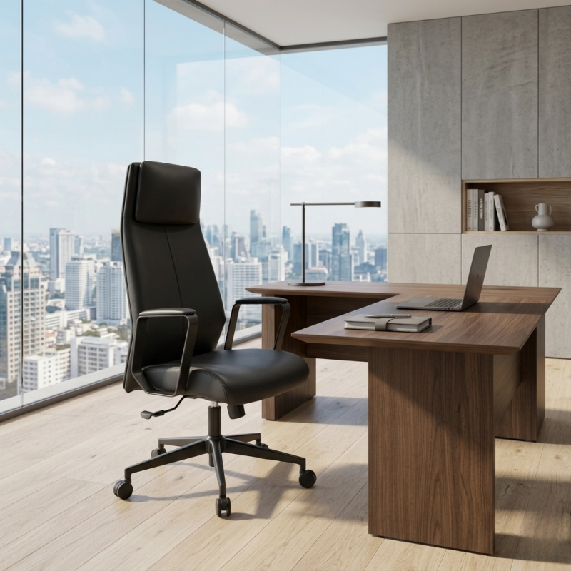 Ergonomic Executive Office Desk Chair with Padded Headrest
