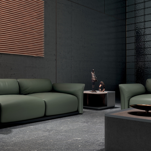 JUEDU MADDISON Three Seats Sofa | Standard Cushion | Darkgreen Leather