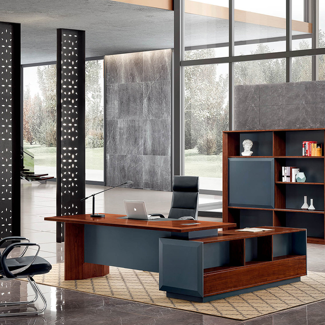 Office Executive Desk And Bookshelf