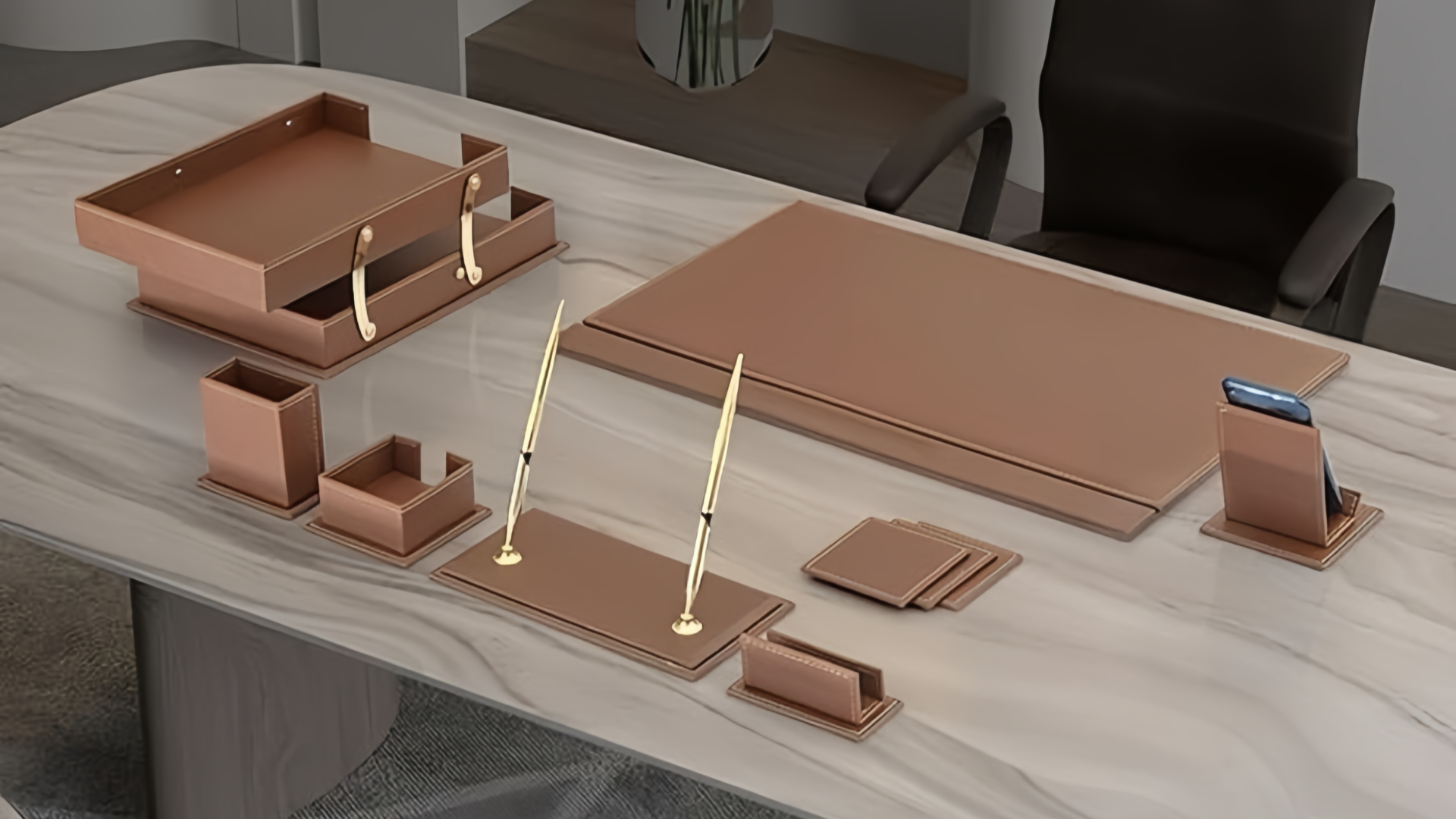 Full-grain leather desk pads
