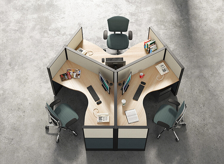 3 Person Office Cubicle Workstation