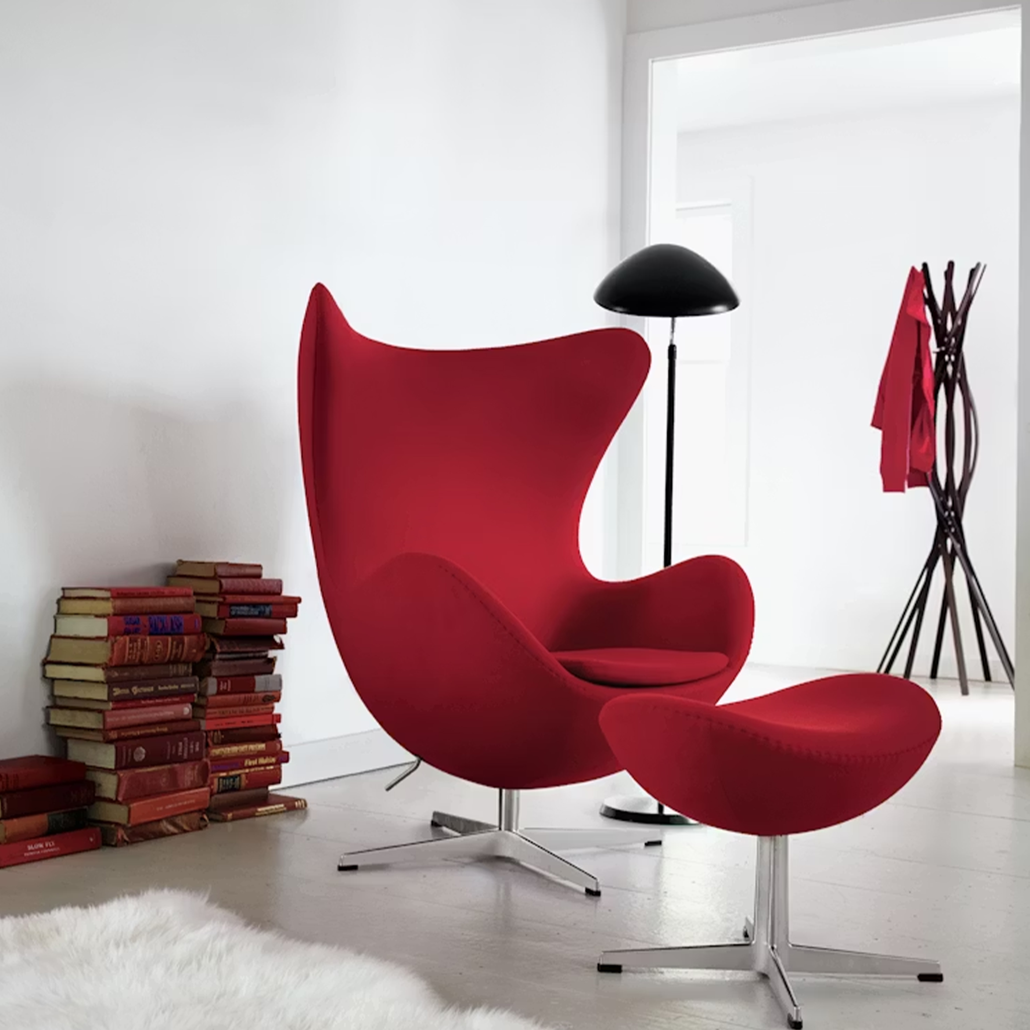 Egg Chair Office Lobby Furniture Swivel Leisure Lounge Arm Red Chairs