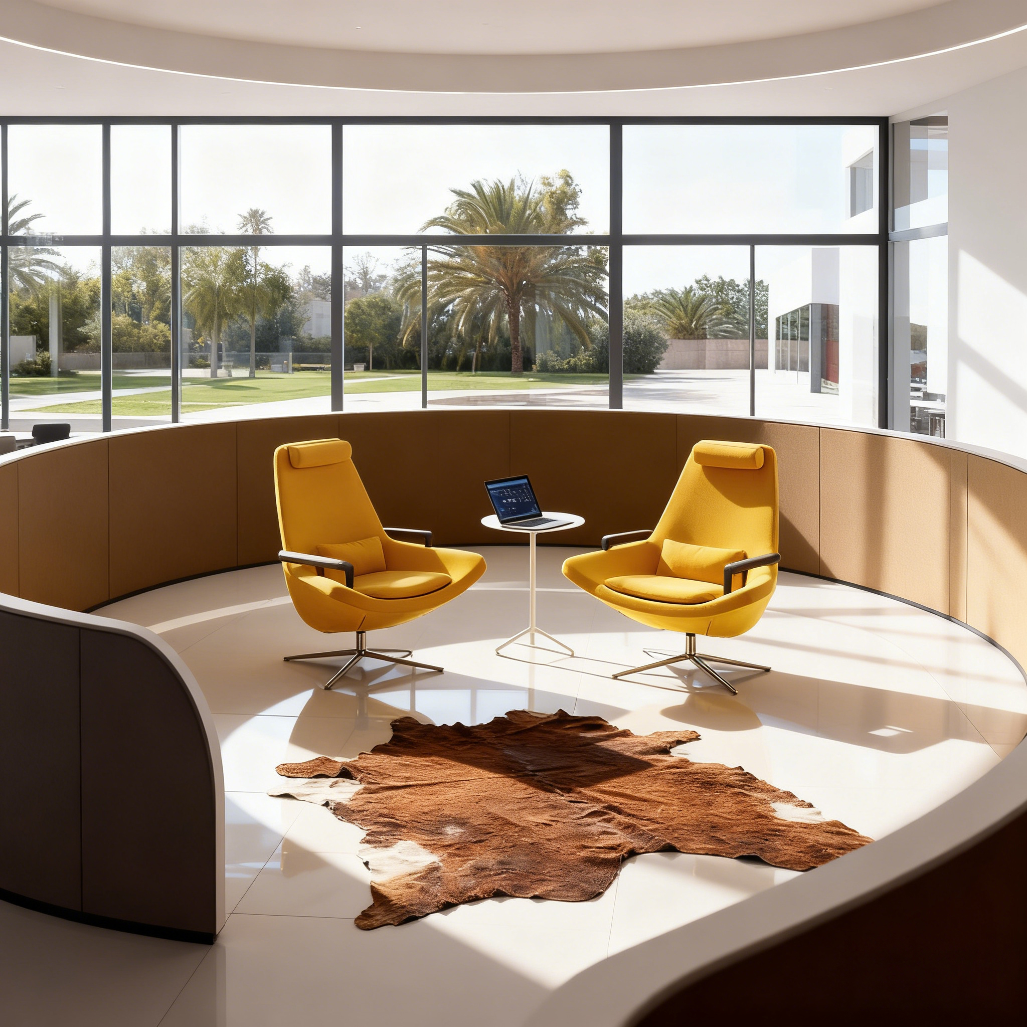 Executive Office Chair High-Back Swivel Yellow Leather Chair