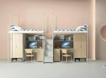 Integrated dormitory bed and desk