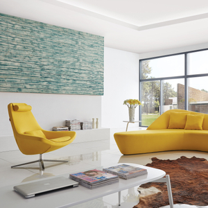 Executive Office Chair High-Back Swivel Yellow Leather Chair