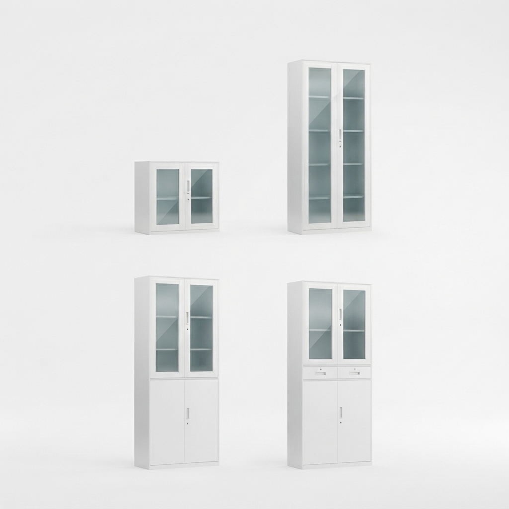 Glass Door Office Cabinet Modern Lockable Metal Filing Storage