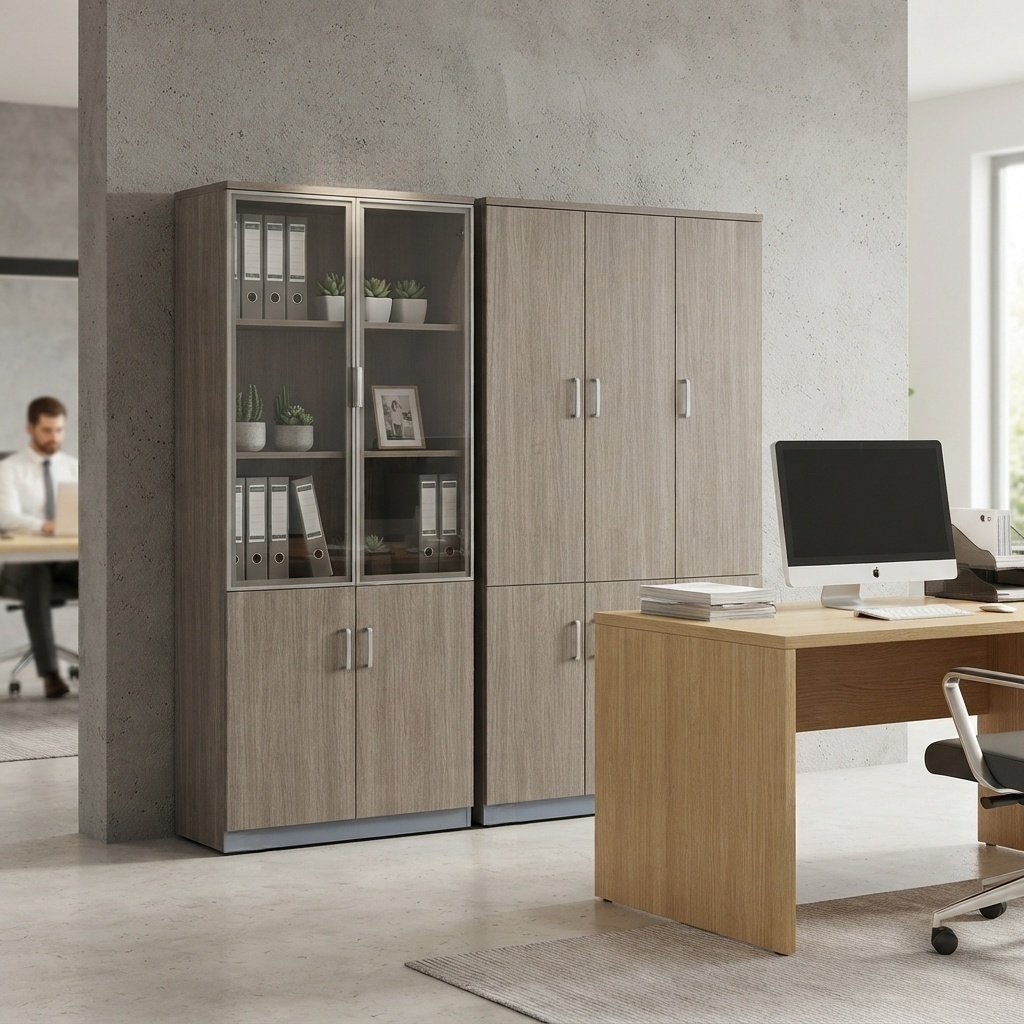 Office File Cabinet Modern Wood Storage Credenza Bookcase