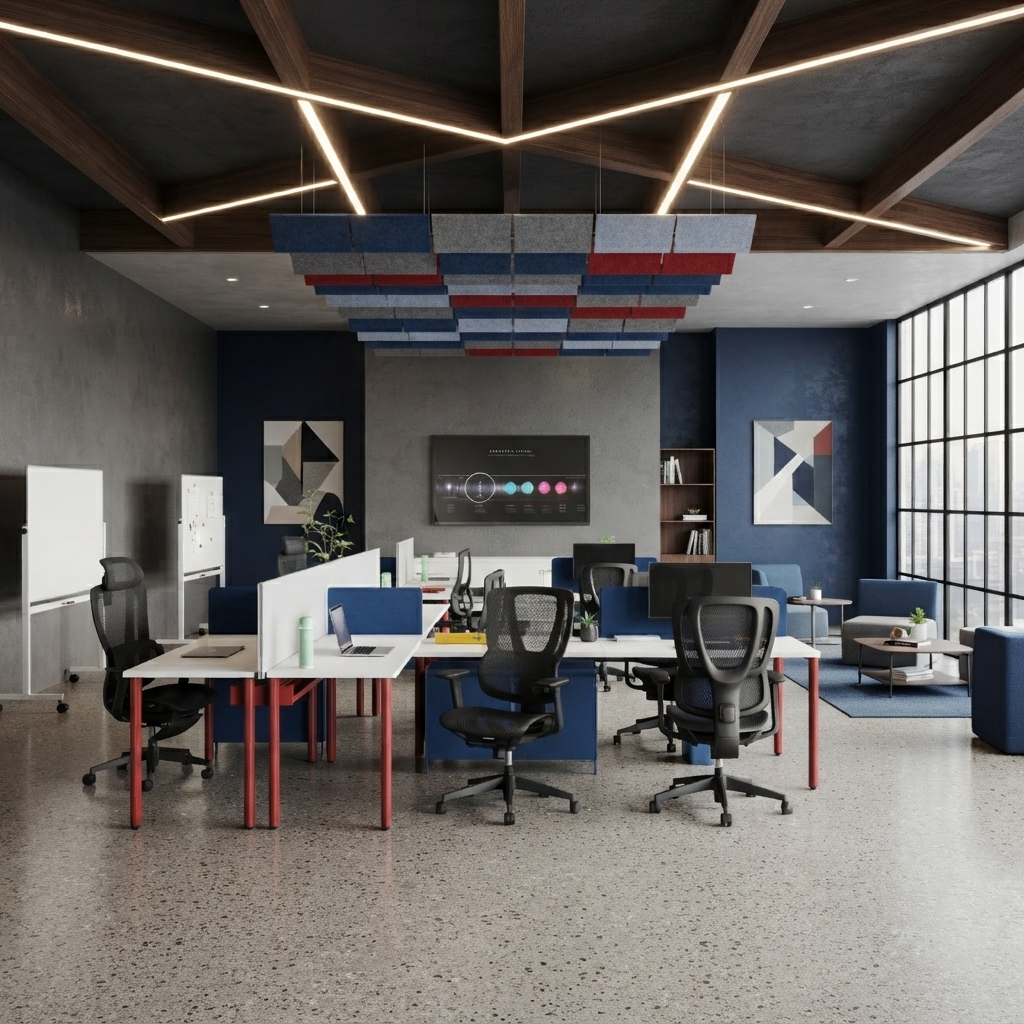Modular Office Workstation Desk with Privacy Screen Storage
