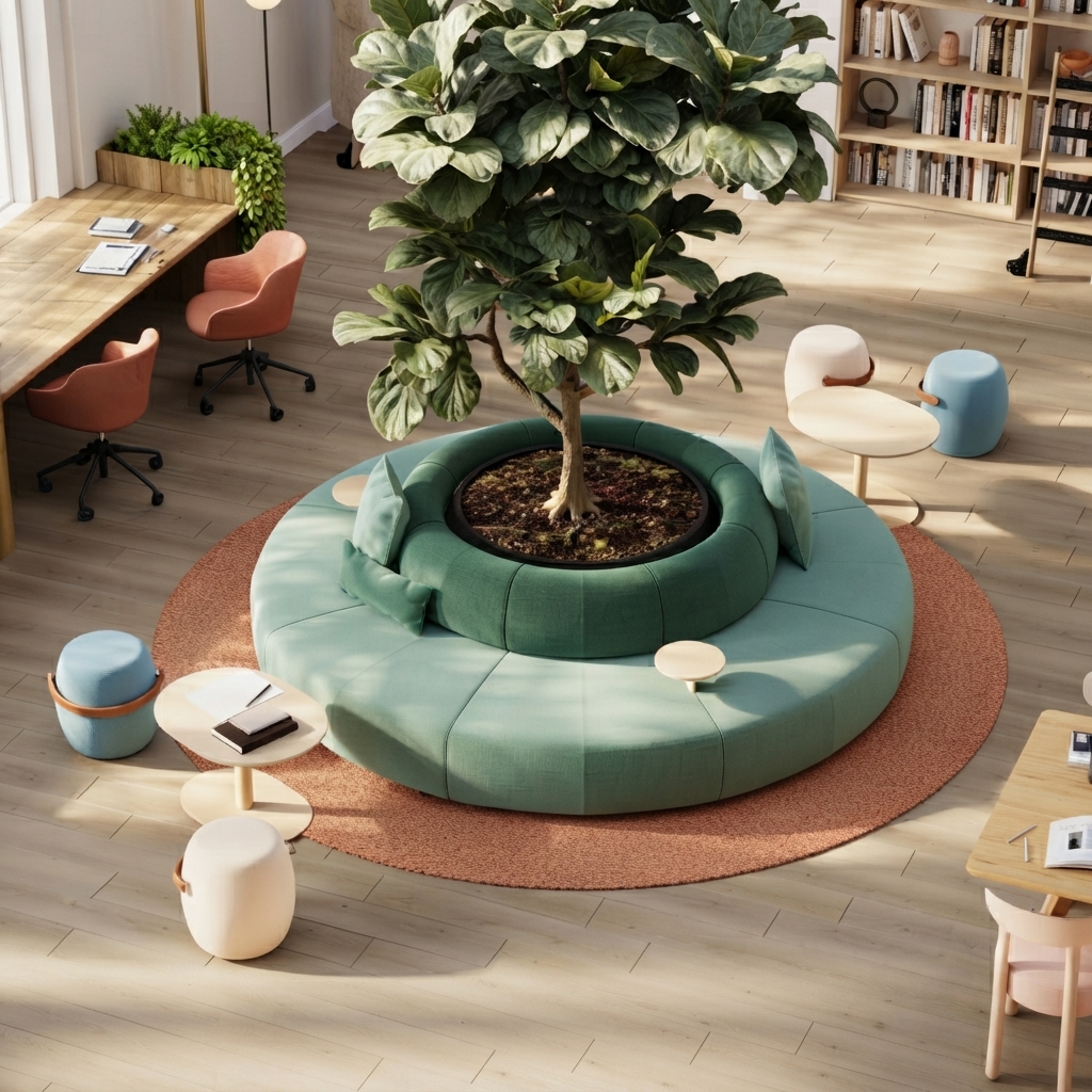 Modular Office Circular Sofa Commercial Round Lounge Seating