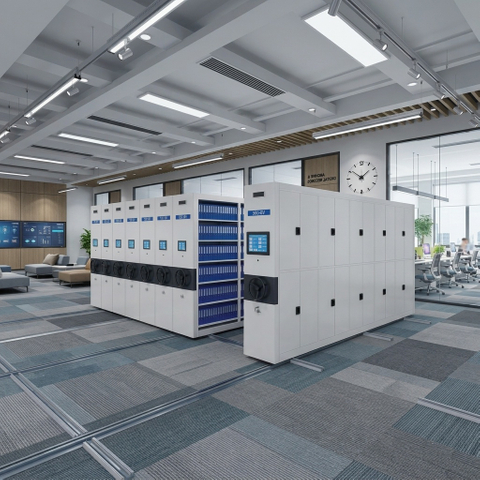 Smart Mobile Shelving System Electric High Density Archive Storage