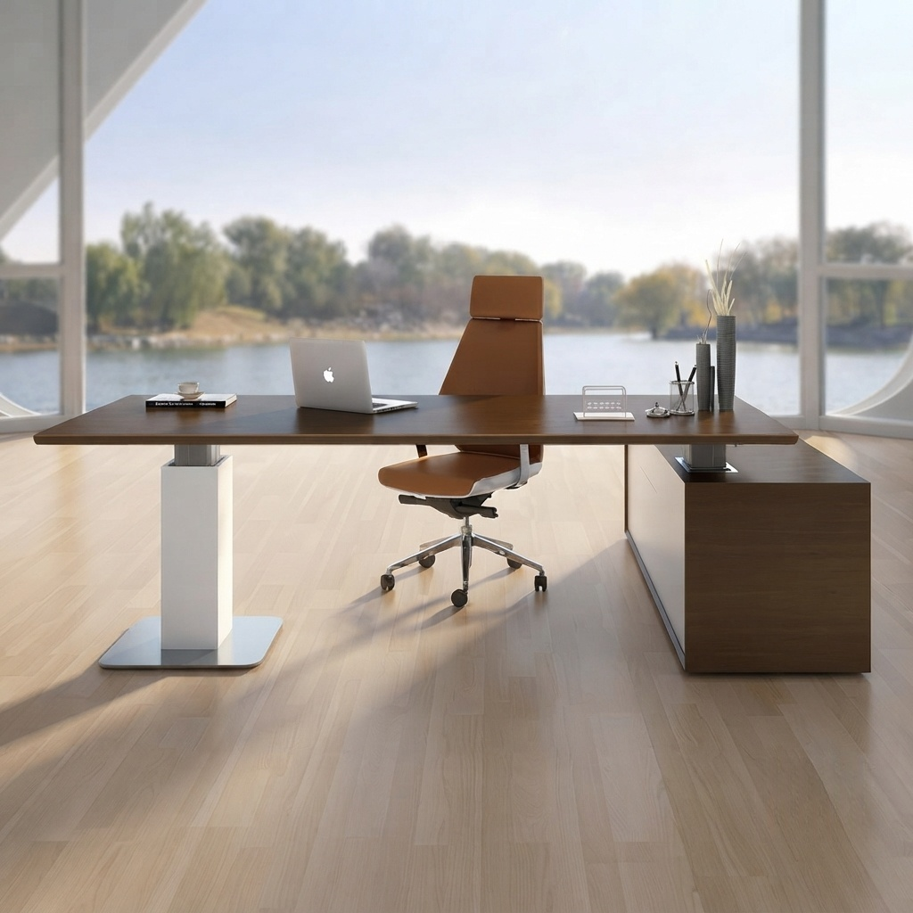 Height Adjustable Executive Desk Modern CEO Workstation