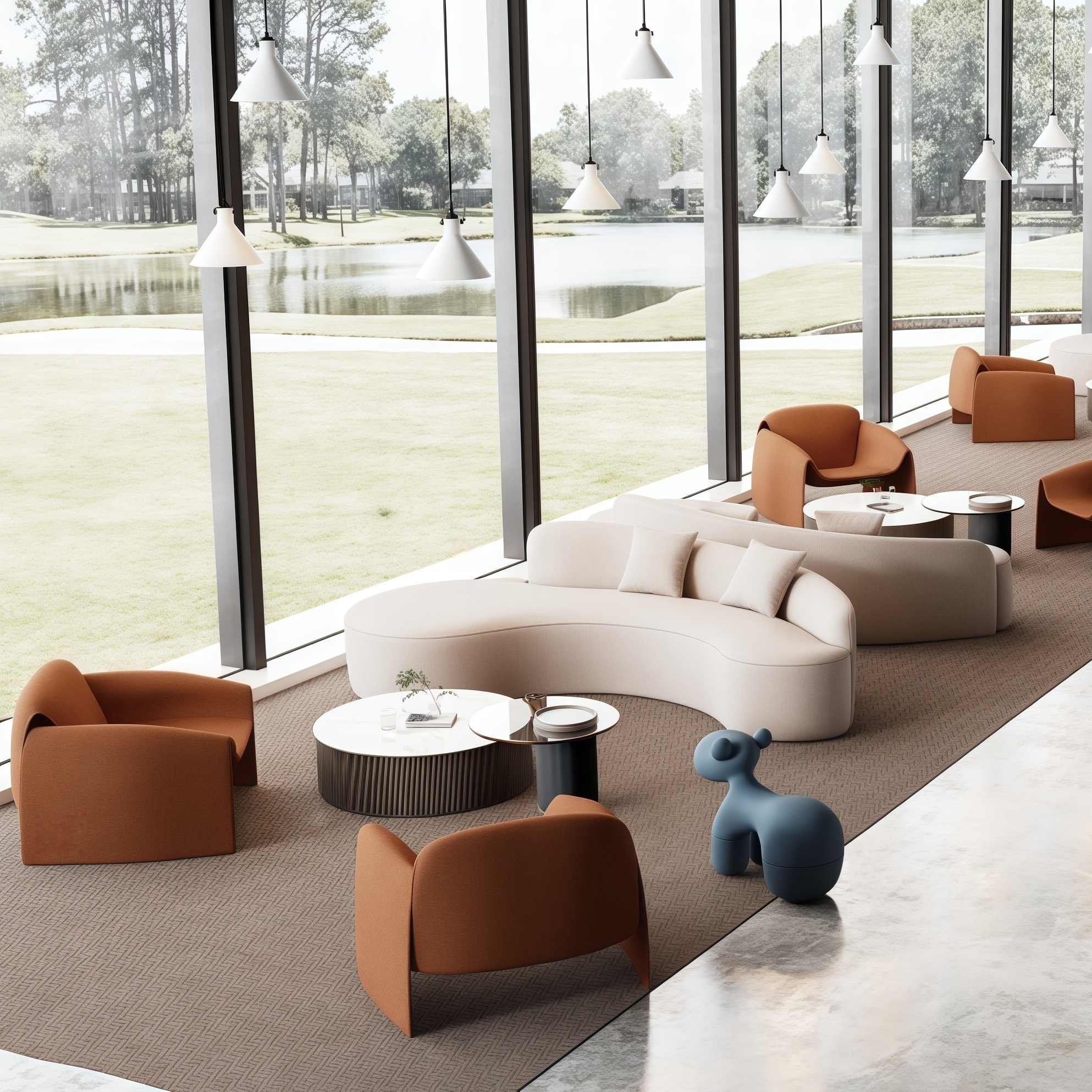 Reception Lounge Chair Modern Cafe Seating Soft Upholstery
