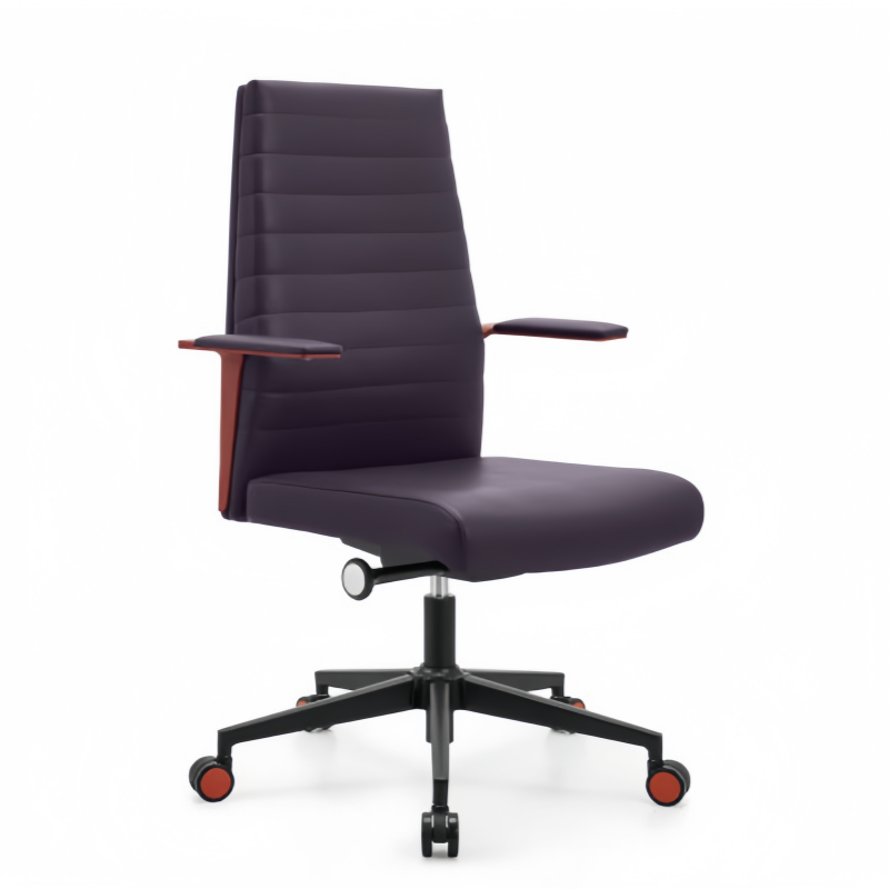 Executive Ribbed Leather Office Chair for Modern Workspace