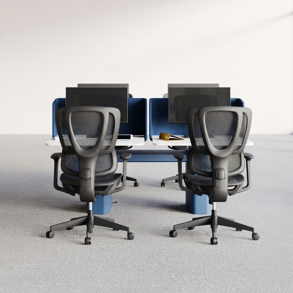 Modular Office Workstation Desk with Privacy Screen Storage