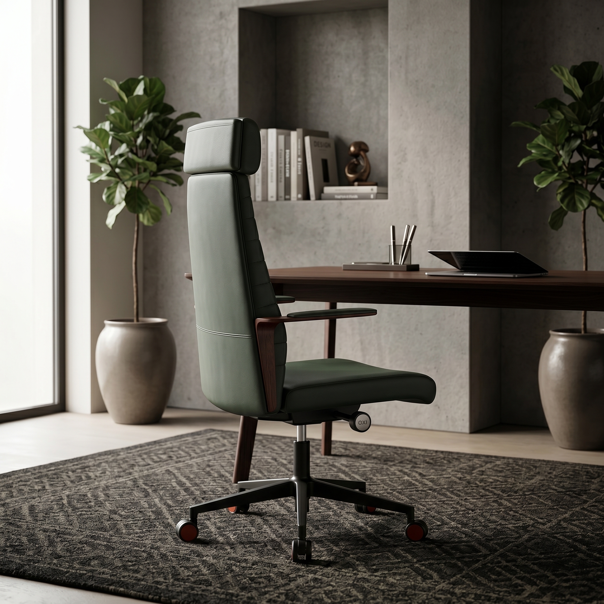 Executive Ribbed Leather Office Chair for Modern Workspace