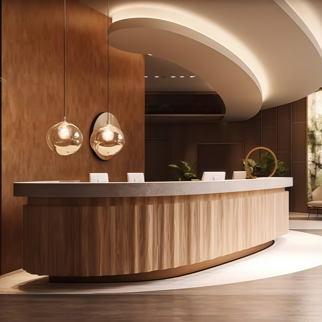 Office Reception Desk Counter for Corporate Lobby Areas