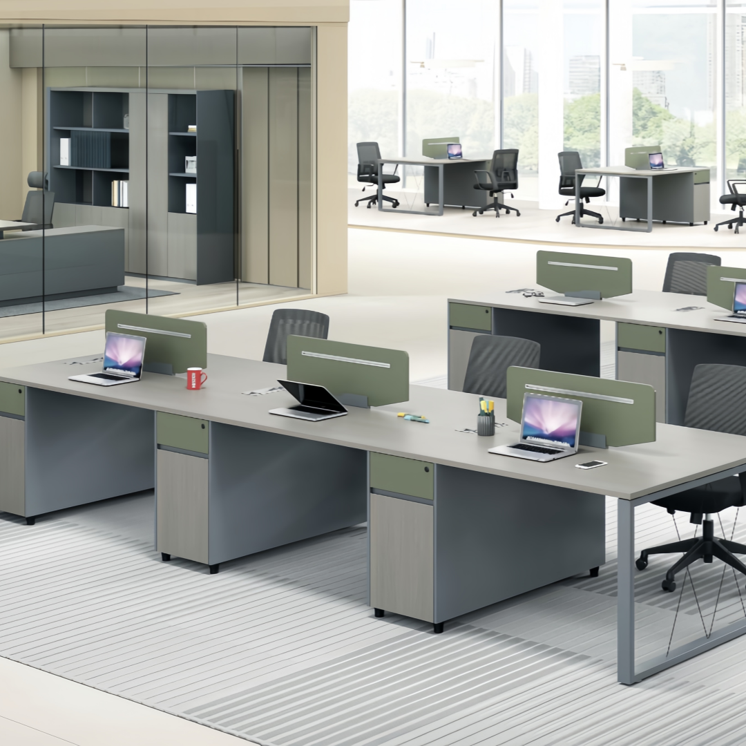 Collaborative Office Workstation Desk with Privacy Screens