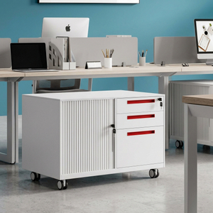 Mobile Rolling Multi-Tier Steel Office Storage Credenza