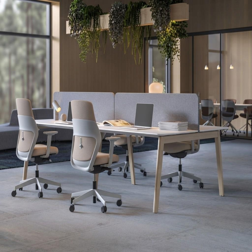Office Workstation Modern Desk with Privacy Panel