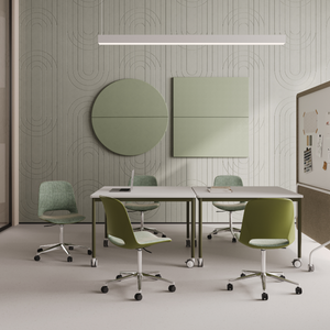 Compact Office Conference Table with Soft Upholstered Seating
