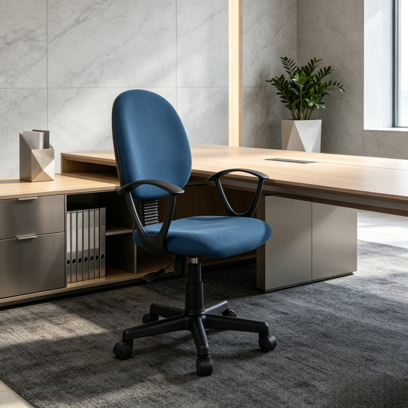 Blue Mesh Task Office Chair with Fixed Arms