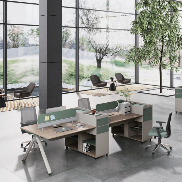 Collaborative Office Workstation Desk with Privacy Screens